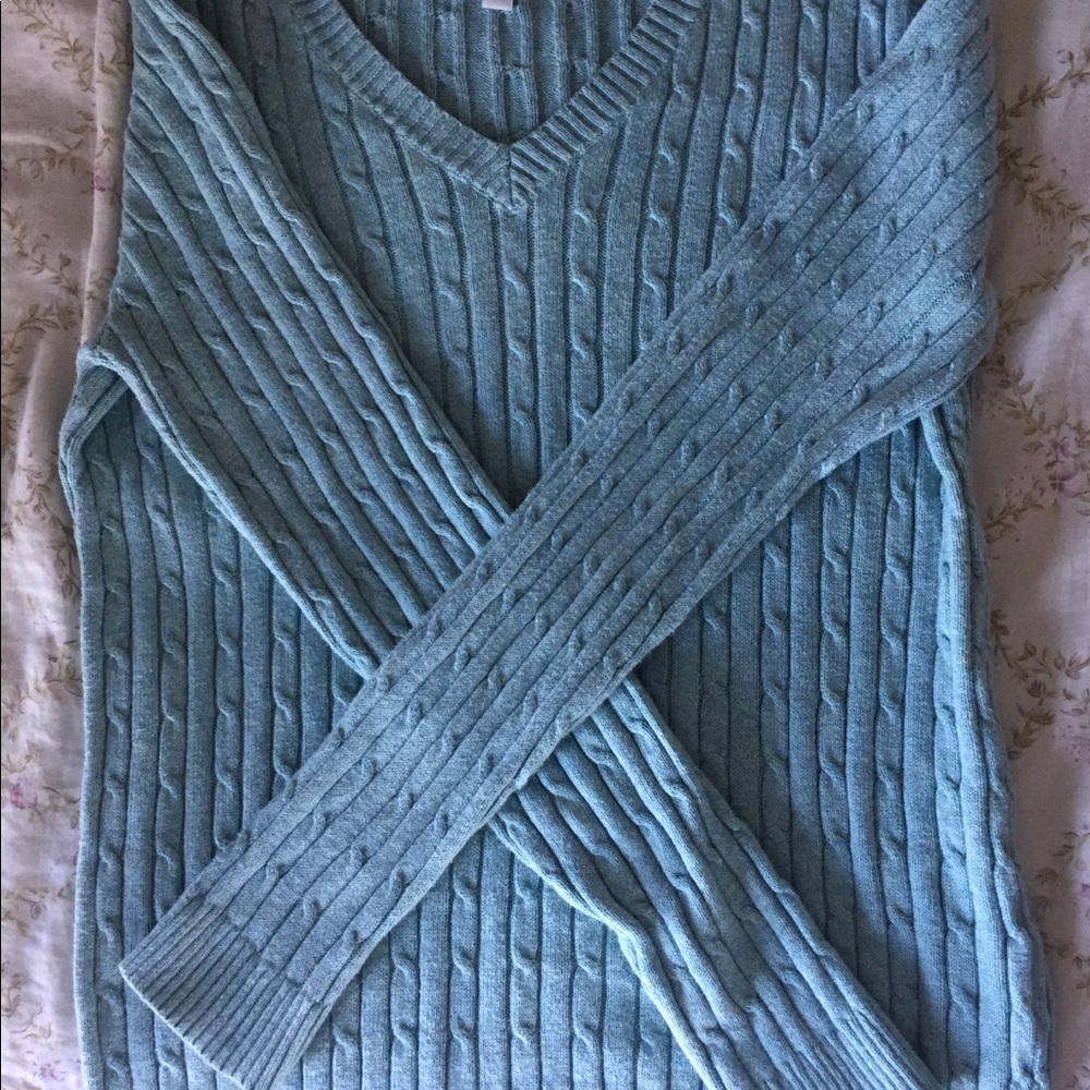 Aqua V-Neck Knit Sweater by Croft & Barrow